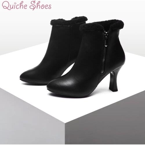 2020 autumn and winter new pointed toe boots rear zipper all-match high heel womens shoes stiletto fashion Martin boots