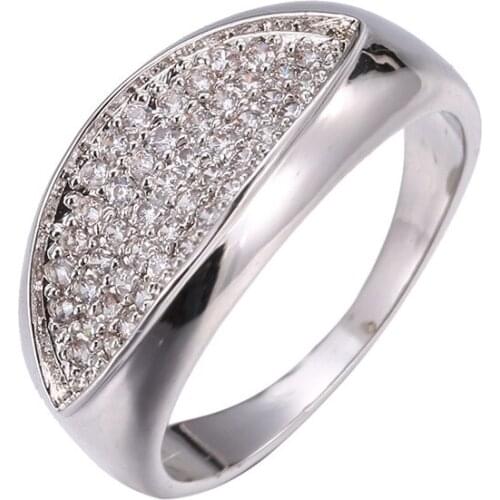 Women Ring Small White Cubic Zirconia Ring Geometric Shape Silver Plated Ring Fashion Charm Engagement Jewelry Cocktail Ring