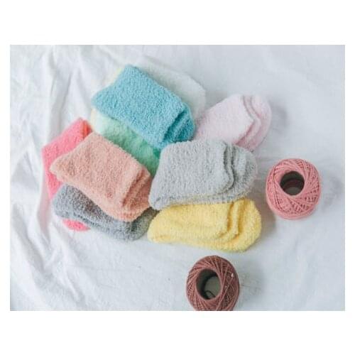 1 Pair Womens Candy Color Plush Fuzzy Socks Sleeping Bed Floor Socks Winter Warm Fluffy Socks