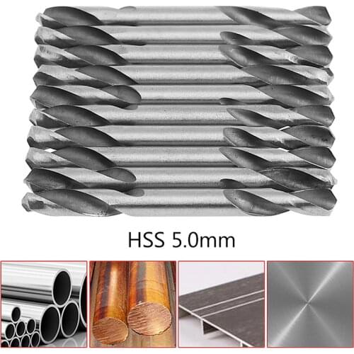 10Pcs 5mm HSS Double Ended Spiral Torsion Drill Tools Drill Set