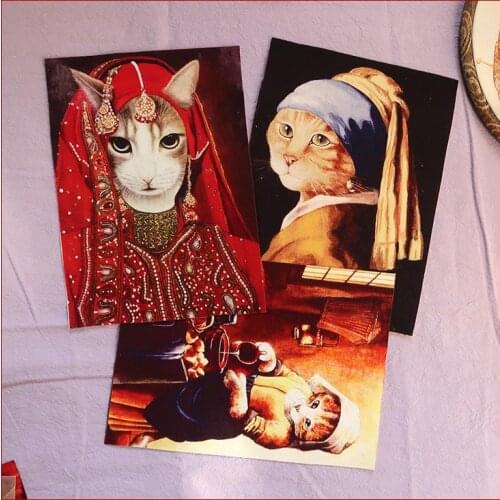 Decora Making Purse Material Cloth Frame Painting Mix10pcs Retro Cats Print Fabric Diy Sewing Patchwork Court Cat Design Home