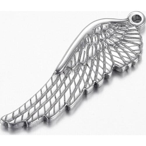 100% Stainless Steel Wing Charm Pendant For Jewelry Making Metal Angel Wing Charms Wholesale 20pcs