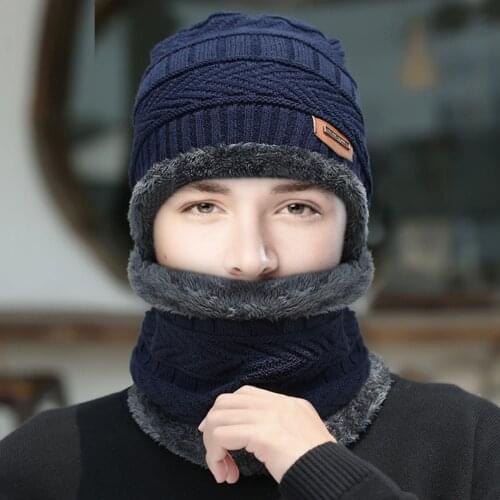 25# Flannel Winter Thermal Plush Hat Scarf Woolen Cap Cycling Windproof Cap Two-piece Suit Hat Keep Warm Outdoor Scarf Set