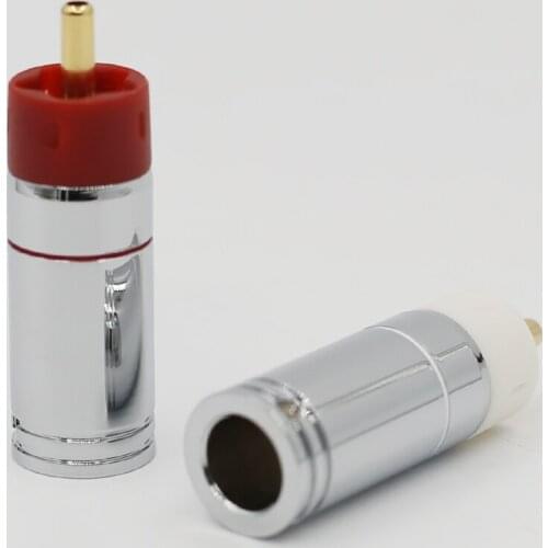 4pcs High Quality Hifi DIY 9mm Silver plated or Gold Plated Brass RCA Plug Connectors rca