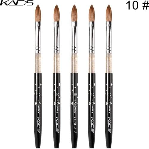 5pcs/set 10# Kolinsky Sable Brush UV Gel Nail Art Acrylic Brushes for Nail Paiting Drawing Carving Brush Manicure Tool Set