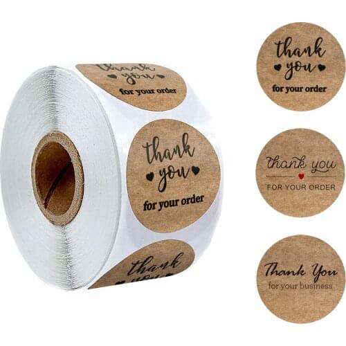 500PCS/ROLL KRAFT PAPER "THANK YOU FOR YOUR ORDER"STICKERS FOR BUSINESS PACKAGE SEALING LABELS WEDDING DECORATION STATIONERY