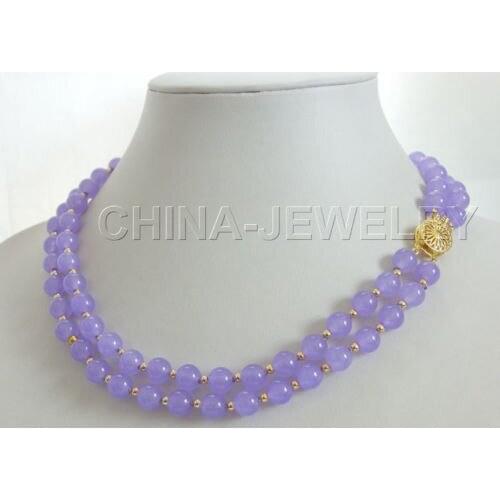 FREE shipping> >>>Gorgeous 18"-19"10mm Natural round purple stone necklace S