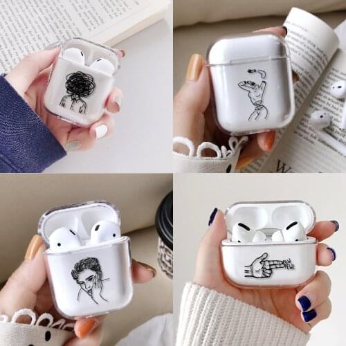 Sexy Art Rose Lover Girl Harajuku Earphone Case For Apple iPhone Charging Box For AirPods Pro Hard Protective Cover Accessories