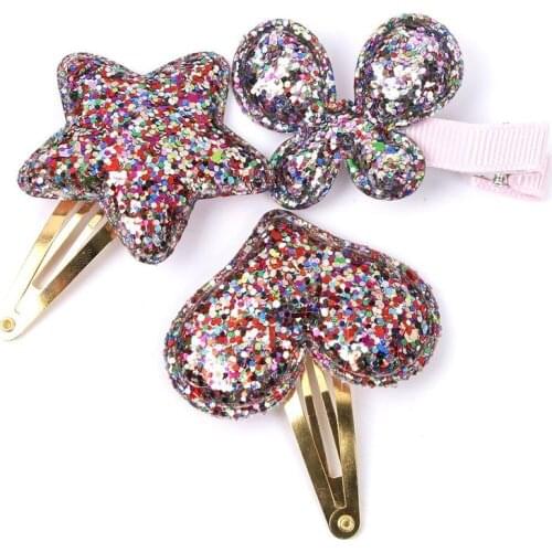 New Baby Girl Hair Heart Butterfly Glitter Stars Hair Clip Kid Children Hairpin