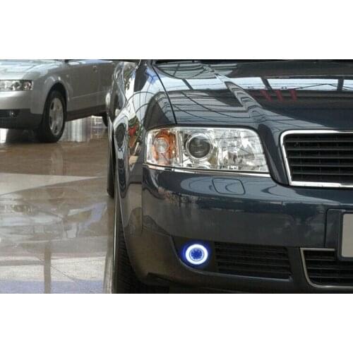 DRL COB angel eye (6 colors) + halo fog lamp + E13 projector lens + black fog lamp cover for Audi A6 A6L C7 2004, 2pcs