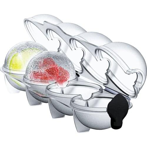 4-Cell Ice Cube Maker DIY Ice Ball Molds for Whiskey Cocktail Bar Useful Kitchen Tools Round Ball Ice Makers Bar Accessories