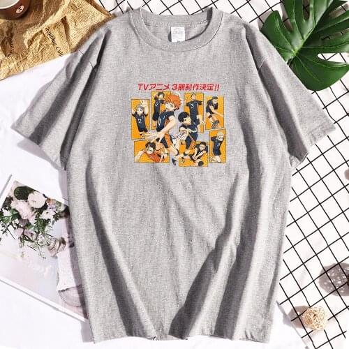 Cotton Haikyuu Karasuno High School Printed Male Tshirts Aesthetic Summer Clothes Retro Harajuku S-XXXL Man T Shirt