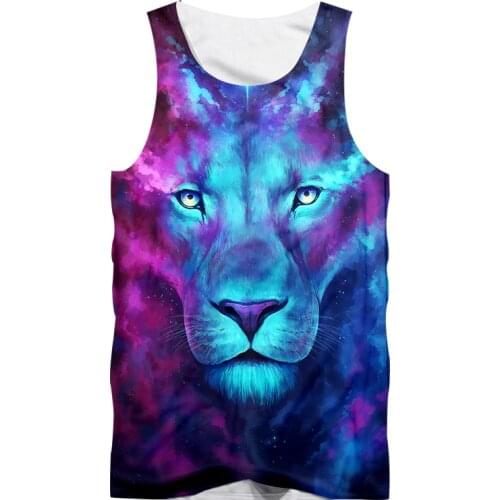 IFPD EU Size Vest Hot 3D Sleeveless Shirt Animal Printed Color Starry Lion Summer Casual Plus Size Attire Male Summer Tank Tops