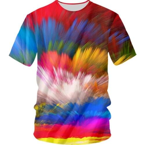 IFPD EU Size New Fashion O Neck T-shirt 3d Printed Colorful Splash Paint Tie Dye Tshirt Unisex Man/womans Short Sleeve Tees Tops