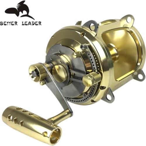 Deep Sea Boat Drum Slow Jig Trolling Fishing Reel Full Metal 2-Speed 2.5:1/1.3:1 Lever Drum Sea Boat Jigging Wheel Max Drag 45kg