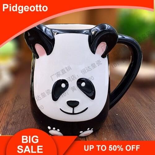 500ML Cute Animal 3D Panda Cow Coffee Cup Large Capacity Hand Painted Cartoon Ceramics Breakfast Milk Mug and Cups Free Shipping
