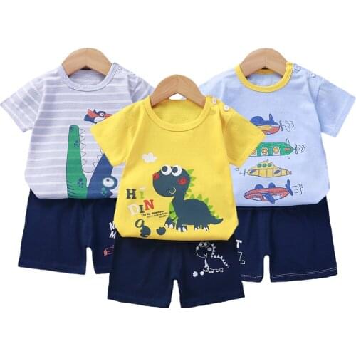 Baby Boys Clothing Set Summer Pure Cotton Cartoon Dinosaur Crocodile Airplane Cute Suit For Boy Toddler Kids Comfortable Outfits