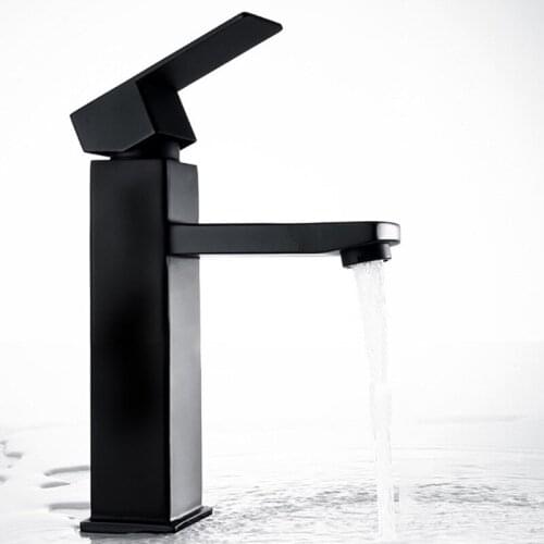 304 Stainless Steel Paint Square Faucet Faucet Hotel Home Improvement Bathroom Hot and Cold Basin Faucet