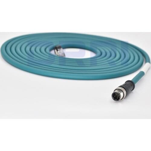 M12 D-coded 4pin Male to RJ45 Ethernet High Flex Shielded CAT5 cable