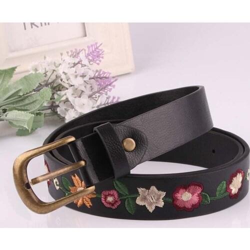 New embroidered flower decoration ladies belt retro belt fashion womens classical Chinese style skirt