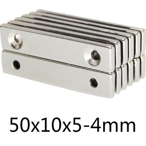 20/30/50PCS 50x10x5-5 Big Strong Sheet Rare Earth Magnet 2 holes 3mm Block Magnets 50x10x5 Powerful Magnetic 50*10*5-5 mm