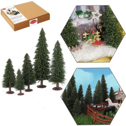 20pcs Model Pine Trees Deep Green Pines with Stumps For HO O N Z Scale Model Railway Layout Christmas Decor Gift S0804T