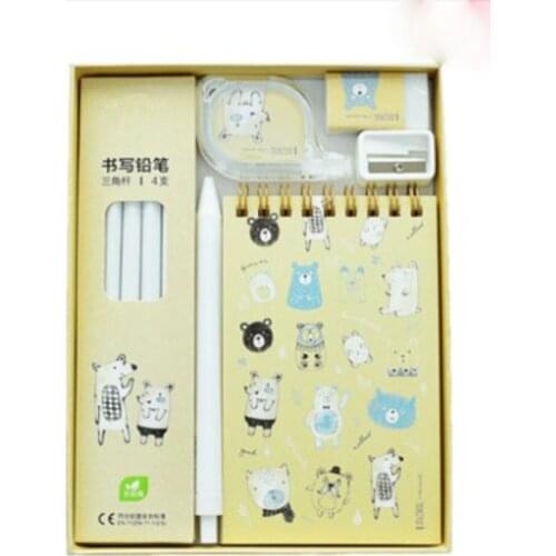 Cartoon stationery set gift pencil sharpener eraser notebook cute creative writing supply