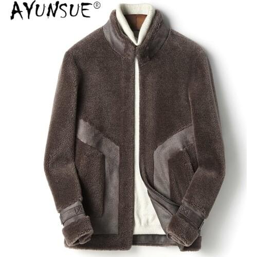 AYUNSUE Men Jacket Winter Mens Clothing Warm Coat Male Real Sheep Shearing Clothes Thick Mens Jackets Chaqueta Hombre LXR561