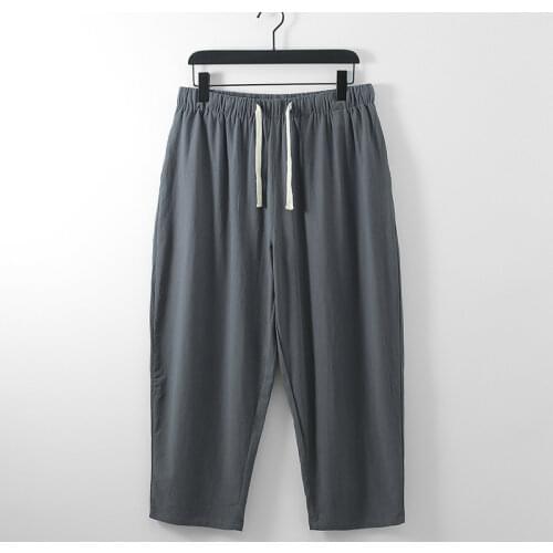 Mens Summer Linen Pants 2020 Large Size 5xl Ankle Length Loose Straight Bloomer Big 6xl Plus Size Clothing Male Linen Trousers