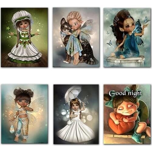 NEW 5D DIY Diamond Painting Kit Cartoon angel little girl boy baby Full Square-Round mosaic Cross stitch Paint home decor