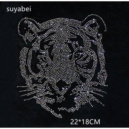 Tiger sticker iron on applique patches hot fix rhinestone transfer motifs designs iron on transfer fixing rhinestones for shirt