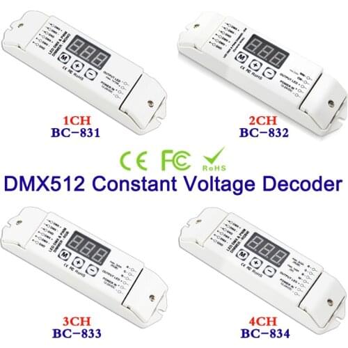 New arrival DMX512 Constant Voltage Decoder 1CH 2CH 3CH 4CH PWM led RGBW dmx controller DC12V-24V 3-digital-display shows