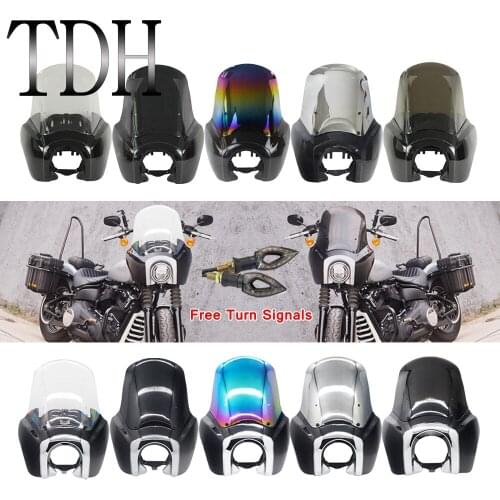 Retro Motorcycle 5.75'' Headlight Fairing WindScreen w/Mounting Kit For Harley Softail Street Bob Standard FXBB FXST Front Cowl