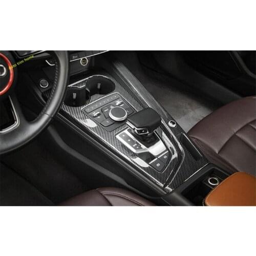 Lapetus Middle Stalls Shift Gear Box Water Holder Frame Cover Trim For Audi A4 A5 B9 2016 2017 2018 2019 2020 Carbon Fiber Look