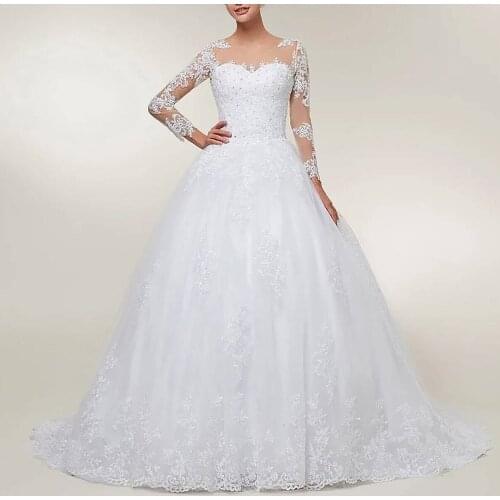 111 White Boat-Neck A-Line Floor-Length Tulle Rural Wedding Party Dresses/vestidos de novia Gowns Appliques Beaded Free Shipping