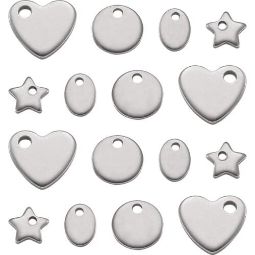 1set Stainless Steel Charms Mixed Shapes Heart Hole: 0.5~2mm 20pcs/set Braceelt Pendant DIY Making Accessories