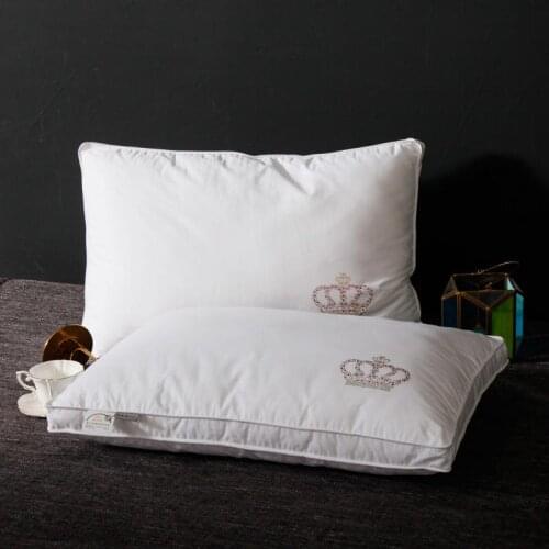 Brushed Cotton Fabric Crown Embroidered Bedside Pillows Bring Good Sleep in Home and Travel Decorating Bedrooms