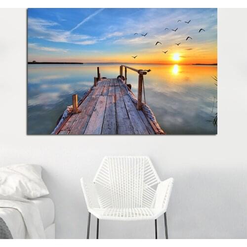 Natural Landscape Poster Sky Sea Sunrise Painting Printed On Canvas Home Decor Wall Art Pictures For Living Room No Frame
