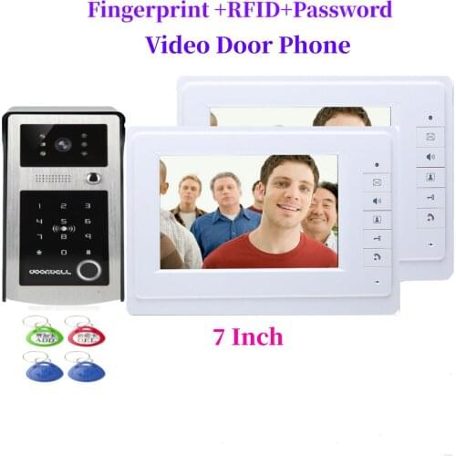 Wired 7" Video Door Phone Doorbell Video Intercom Entry System + IR Fingerprint passwor RFID Code Keypad Camera