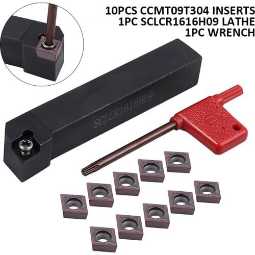 SCLCR1616H09 Lathe Turning Tool Holder Boring Bar Lathe Tools Lathe Cutter Metal Turning +10pcs CCMT09T304 Carbide Inserts