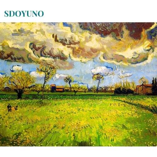 SDOYUNO DIY Painting By Numbers Kits Landscape 60x75cm Coloring By Numbers On Canvas Landscape Frameless Digital Draw Number