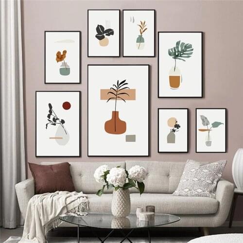 Nordic Abstract Plant Leaves Canvas Painting Scandinavian Minimalism Wall Art Poster Print Decoration Pictures for Living Room