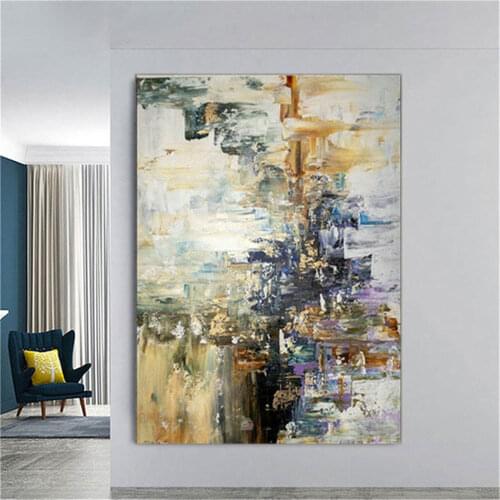Original custom oil painting modern home decor wall art handmade wall painting sail yellow texture cloth painting Triple picture