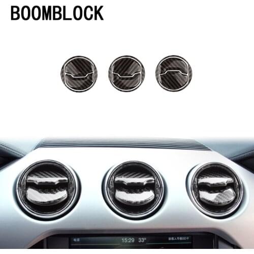 BOOMBLOCK Car Styling Interior Covers Trim Carbon Fiber Stickers For Ford Mustang 2015 2016 2017 GT500 GT 350 Accessories