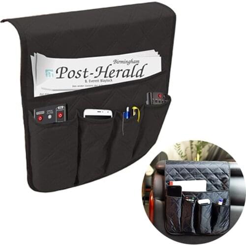 Sofa Arm Rest Storage Bag Couch Sundries Organizer TV Remote Control Hanging Pockets Bedside Phone Book Storage Organizer