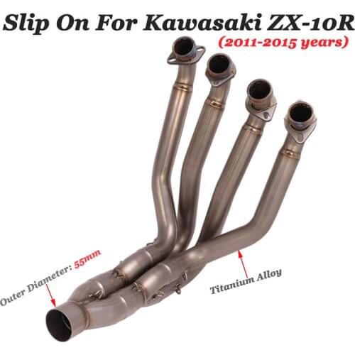 Titanium Alloy Slip On For Kawasaki ZX-10R ZX10R 2011 - 2015 Motorcycle Exhaust Escape Front Link Pipe Connect Original Muffler