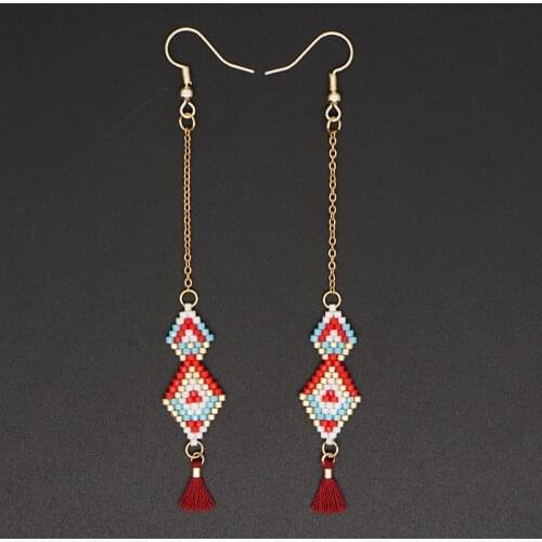 Go2boho Miyuki Earring Women Handmade Pendientes Boho Ethnic Jewelry Jewellery Hanging Long Earrings For Ladies Stainless Steel