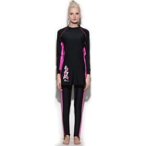 Women Printed Muslim Swimwear Hijab Muslimah Islamic Plus Size Swimsuit Swim Surf Wear Sport Burkinis S-4XL