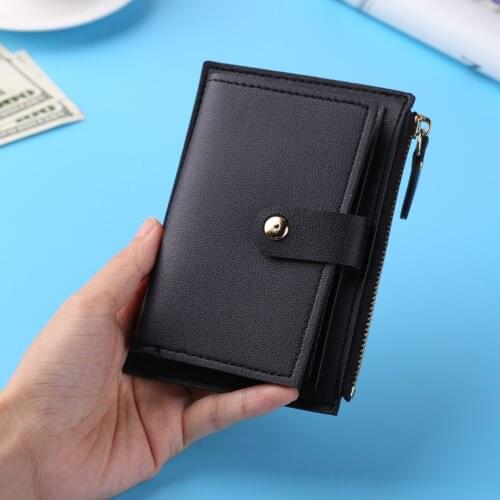 Womens Wallet Solid Color Credit Card ID Card Multi-slot Card Holder Lady Casual PU Leather Mini Coin Purse Wallet Case Pocket