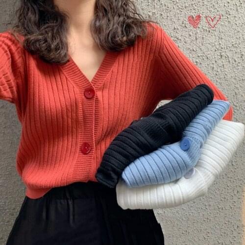 8003 Eight Candy Colors Knitting Cardigan Sweater Women V-Neck Single-Breasted Casual Loose Elegance Office Ladies Short Coat